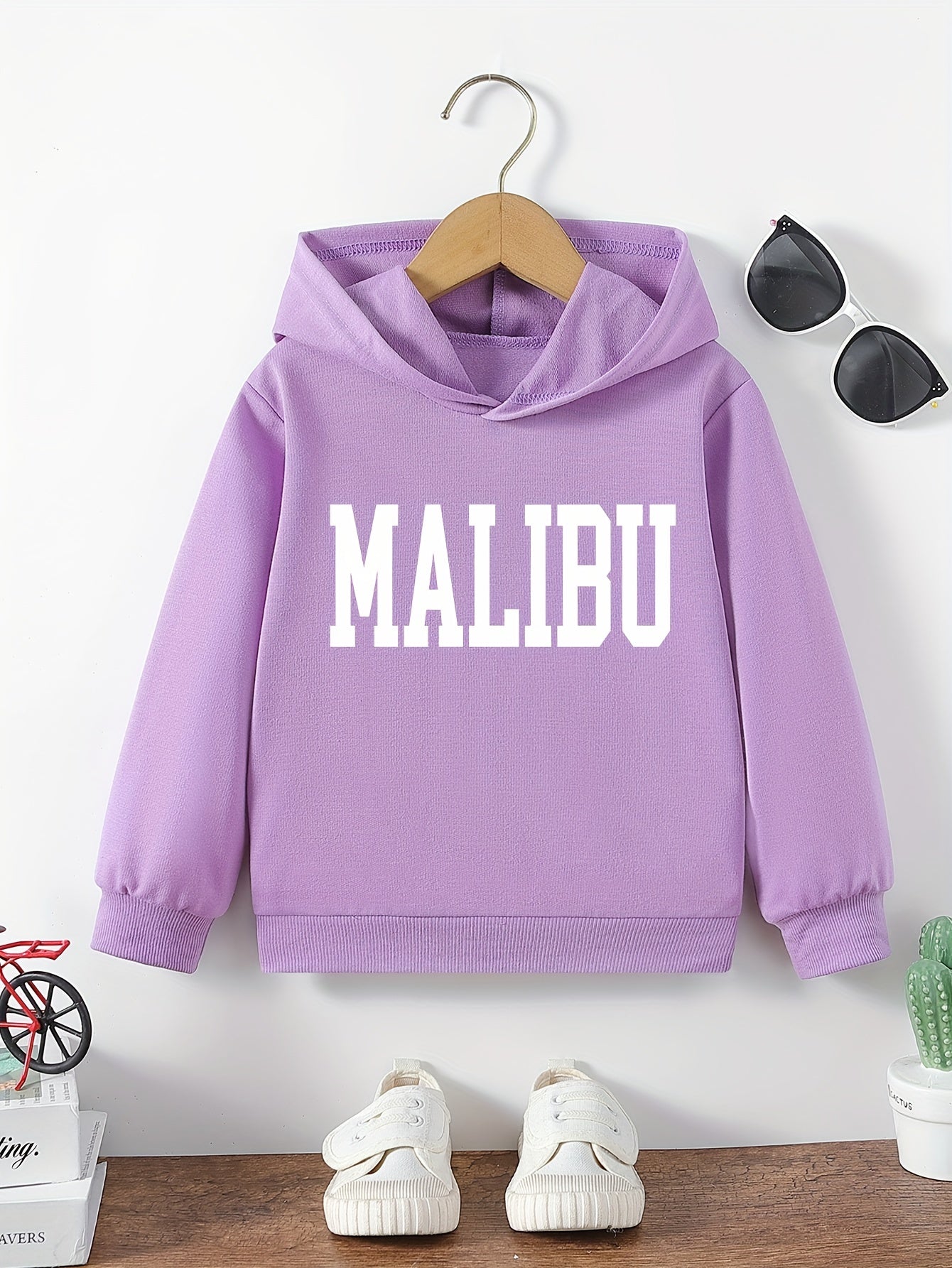 Kids Letter Print Graphic Hooded Sweatshirt