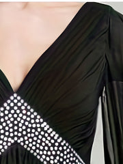 Rhinestone V Neck Maxi Party Dress