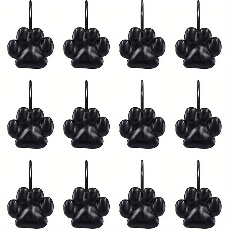 12pcs Cat Paw Print Shower Curtain Hook Bathroom Accessories