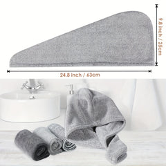 2pcs Bamboo Fiber Hair Drying Cap Double layer Thickened Hair Towel