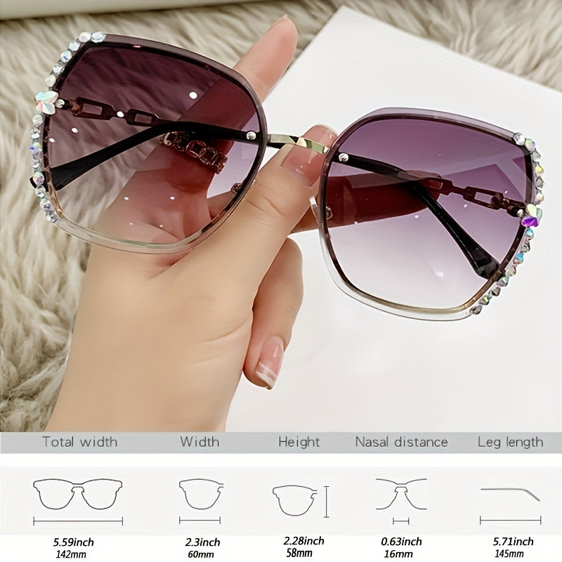 Rhinestone Sunglasses Gradient Glasses UV400