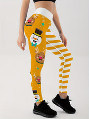 Christmas Print High Waist Yoga Leggings - Quick Drying