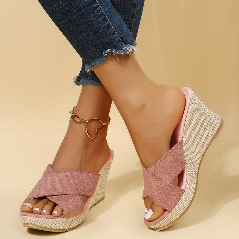 Women's Wedge Slide Sandals Comfortable Open Toe Slip On Shoes