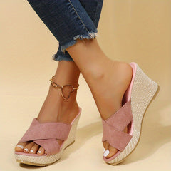 Women's Wedge Slide Sandals Comfortable Open Toe Slip On Shoes