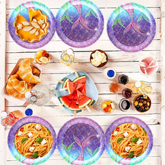 Mermaid Party Tableware Set for 20 Guests - Dinner Plates, Napkins, Tablecloth