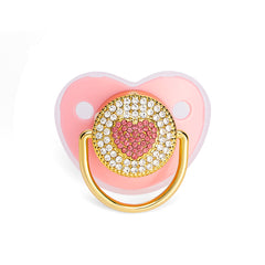 Peach Heart Shape Bling Pacifier With Dust Cover