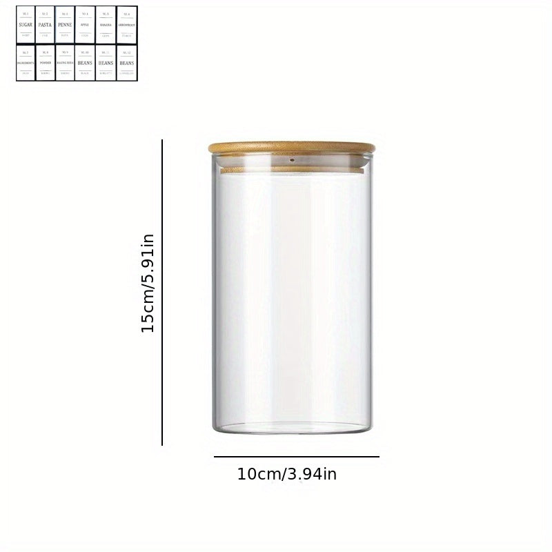 750ML Glass Storage Jar Sealed Jar With 12 Food Labels