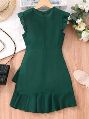 Toddler Girl's Ruffle Trim Casual Dress