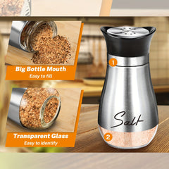 2pcs Pepper Grinder Glass Spice Mill Manual Salt Grinder Spice Crusher