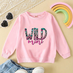 Leopard Graphic Sweatshirt for Toddler Girls Spring Autumn Crew Neck Top