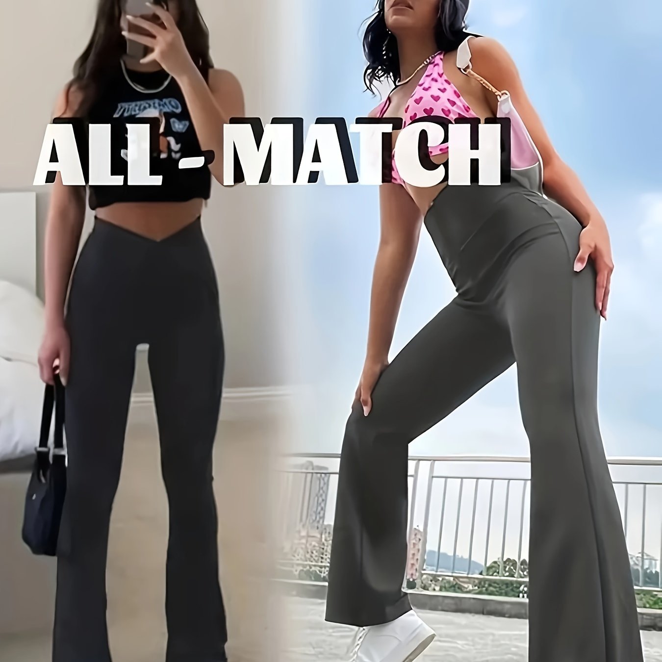 Seamless Yoga Flared Leggings High Waist Cross Waist Bootcut Pants