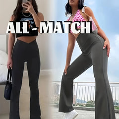 Seamless Yoga Flared Leggings High Waist Cross Waist Bootcut Pants