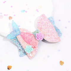 Baby Girls Mermaid Bow Hair Clip Glitter Flower Barrettes Hair Accessories