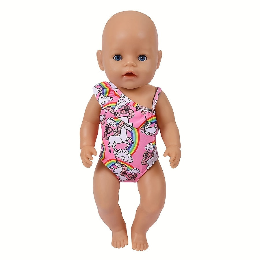 Rainbow Print Baby Doll Swimsuit for 14-18 Inch Dolls