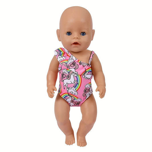 Rainbow Print Baby Doll Swimsuit for 14-18 Inch Dolls
