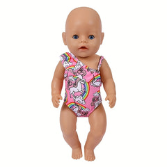 Rainbow Print Baby Doll Swimsuit for 14-18 Inch Dolls