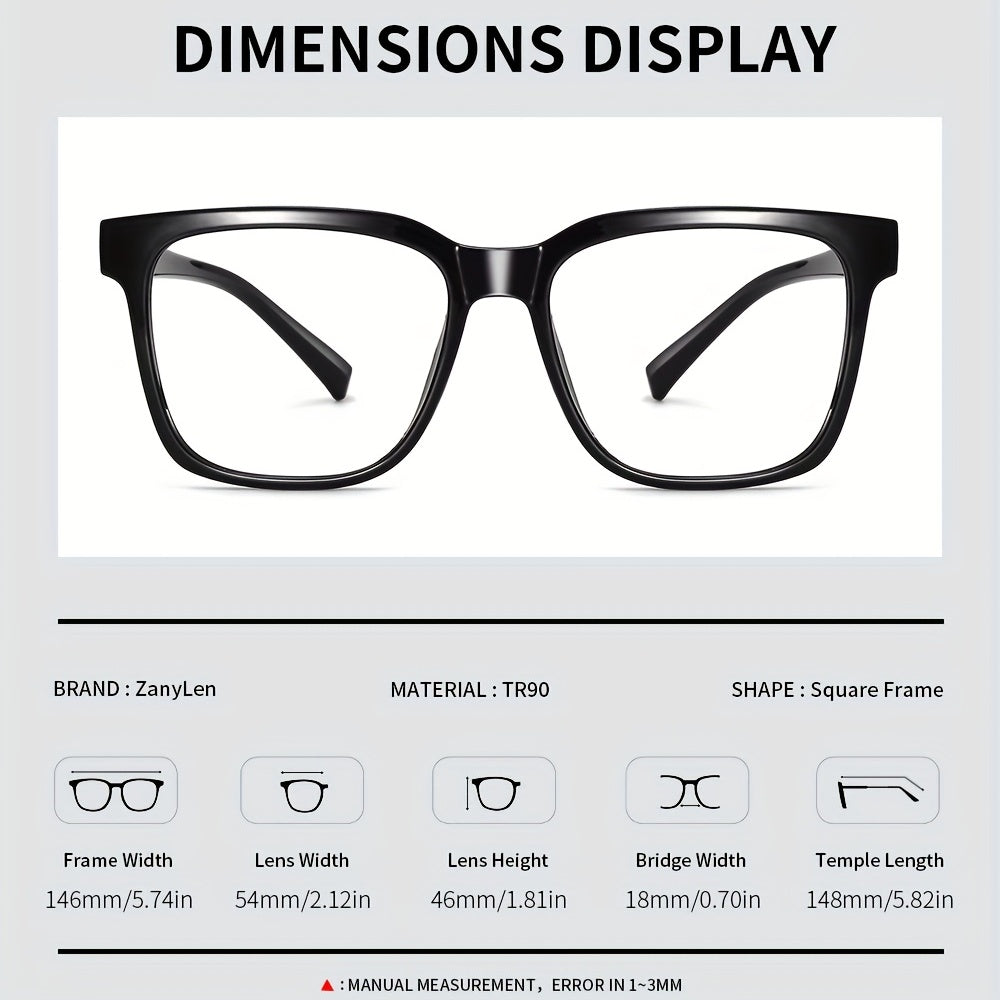 ZanyLen Men's Anti-Light Glasses Large Frame with Case & Cloth & Bag
