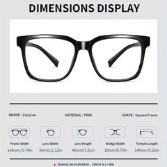 ZanyLen Men's Anti-Light Glasses Large Frame with Case & Cloth & Bag