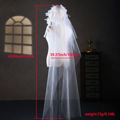 Bridal Veil with Floral Tassel Wedding Headpiece