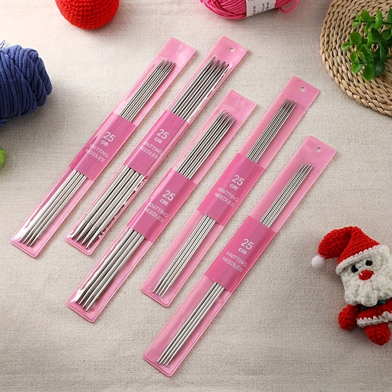 11Pcs Knitting Stainless Steel Needle Kit 2.0-6.0mm Straight Sweater Needle