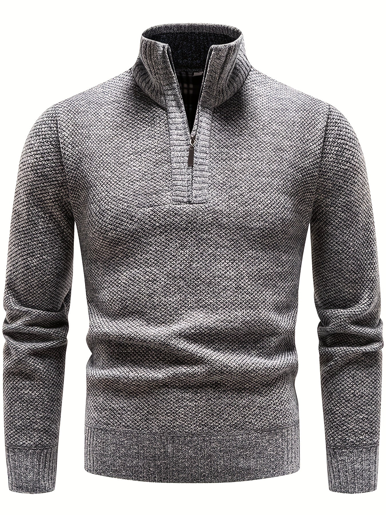 Men's Herringbone Twill Pullover Sweater - Fall Winter High Neck Stretch Jacket