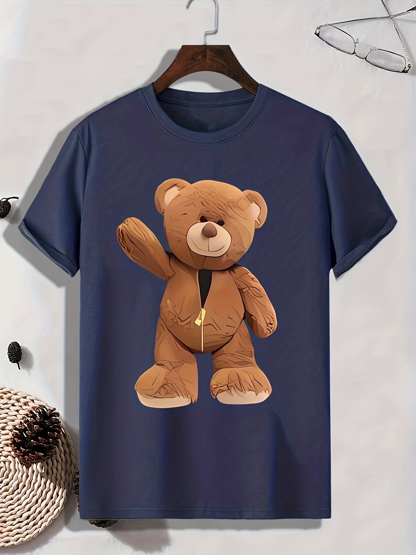 Bear Print Men's Graphic T shirt Casual Comfy Tees For Summer Mens Clothing