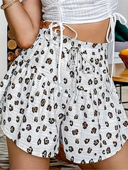 Women's Plus Leopard Floral Print Wide Leg Pants
