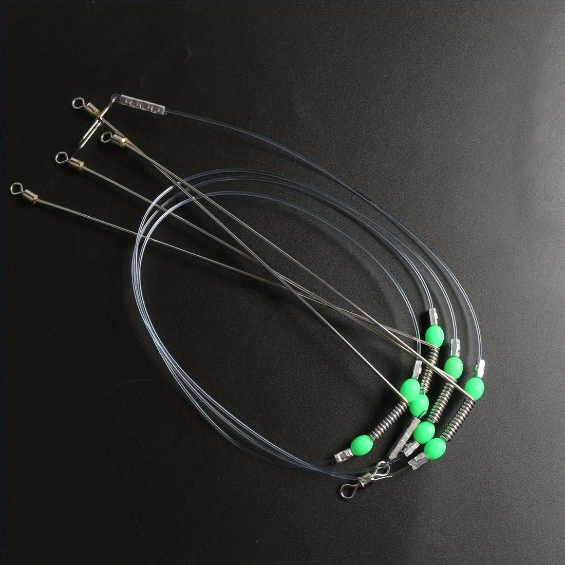 High Strength Fishing Wire Trace Leader with Swivels Snaps and Glow Beads