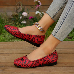 Women's Geometric Pattern Slip-On Flat Shoes Lightweight Walking Shoes