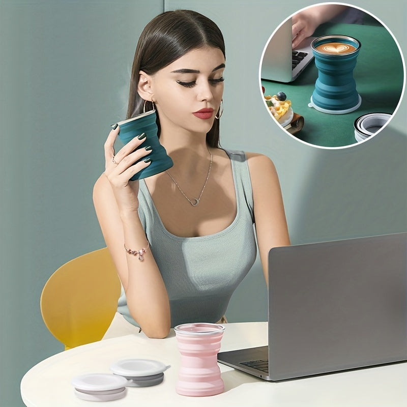 320ML Silicone Folding Cup Outdoor Collapsible Travel Cup With Lids