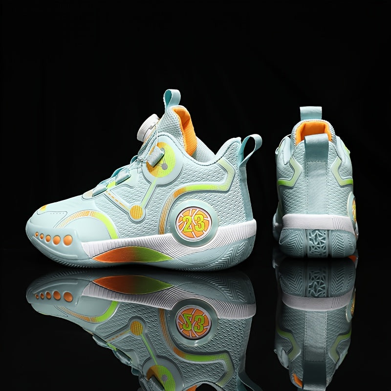 Boys' Rotating Buckle Basketball Shoes Non Slip Sneakers