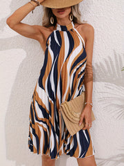 Pleated Halter Neck Dress Sleeveless Summer & Spring Casual Dress