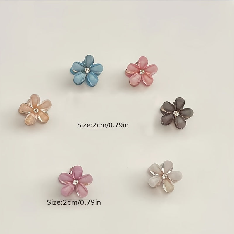12pcs Faux Opal Flowers Small Claw Clips Hair Accessories For Women Girls