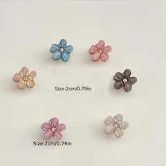 12pcs Faux Opal Flowers Small Claw Clips Hair Accessories For Women Girls