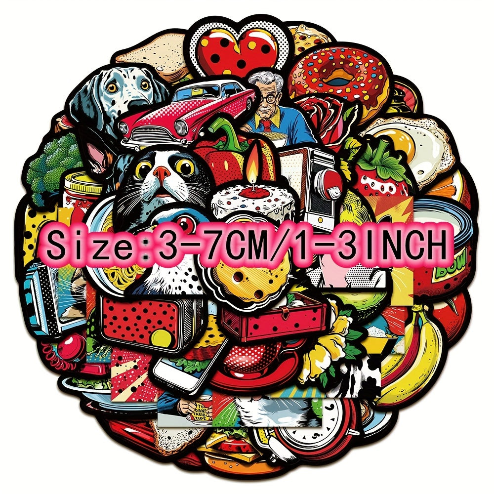 50pcs American Retro Graffiti Stickers Laptop Helmet Water Cup Decoration DIY