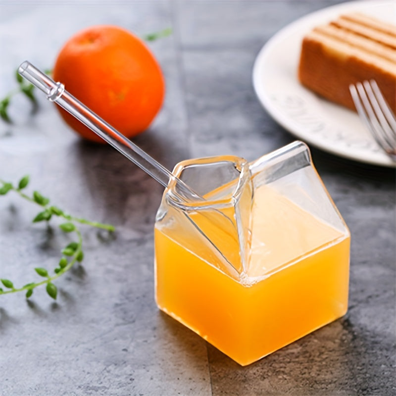 Hand Blown Clear Glass Box Mini Milk Carton Creamer Cup Mug