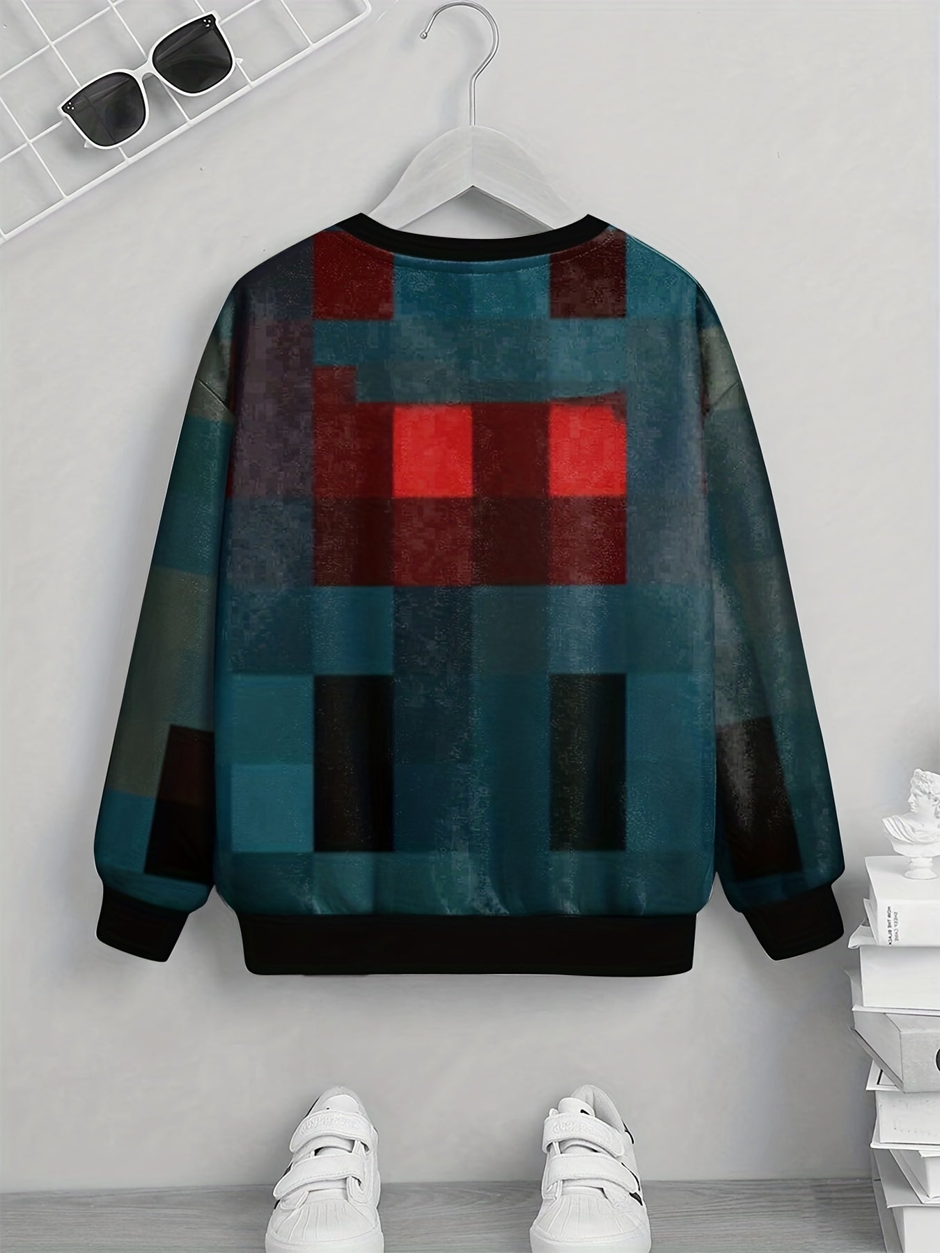 Kids Casual Plaid Print Round Neck Loose Long Sleeve T Shirt