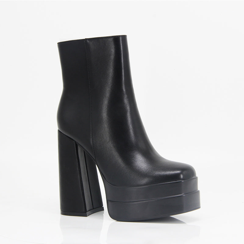 Women's Chunky Heel Ankle Boots Square Toe High Heeled Boots