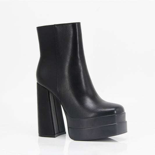 Women's Chunky Heel Ankle Boots Square Toe High Heeled Boots