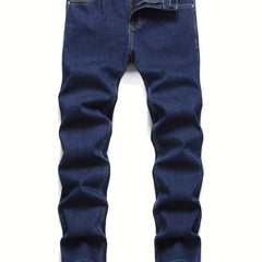 Men's Straight Denim Jeans Regular Zipper Fly