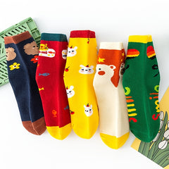 5 Pairs Cartoon Bear Pattern Kids Crew Socks for Winter