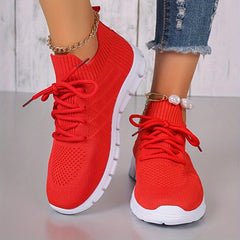 Women's Argyle Textured Athletic Running Shoes Solid Mesh Casual Sneakers
