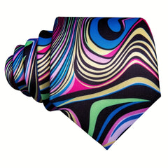 Men's Tie Jacquard Striped Necktie Set