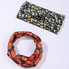 5pcs Halloween Skull Print Head Band Elastic Hairband Cartoon Headband