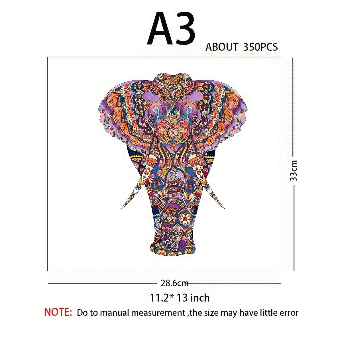 Elephant Wooden Jigsaw Puzzles For Adults Colorful Unique Shape Animal Puzzle