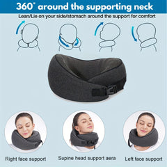 100% Memory Foam Travel Pillow Neck & Chin Support Adjustable Comfortable