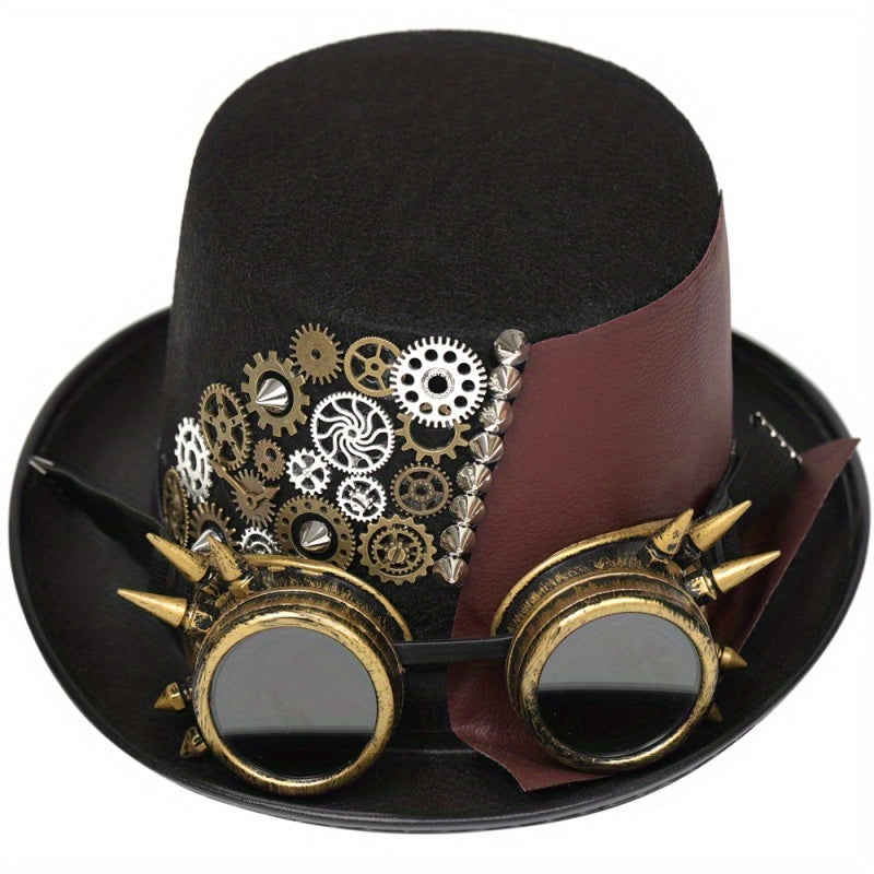 Unisex Steampunk Hat with Removable Goggles