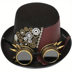 Unisex Steampunk Hat with Removable Goggles