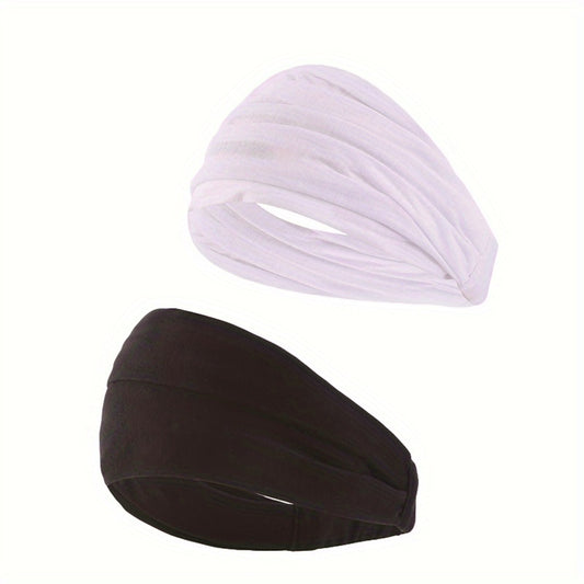 2pcs Wide Headband Stretch Hair Band Turban Head Wrap Scarf