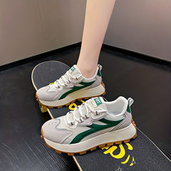 Women's Platform Sneakers Mesh Lace Up Casual Shoes Round Toe